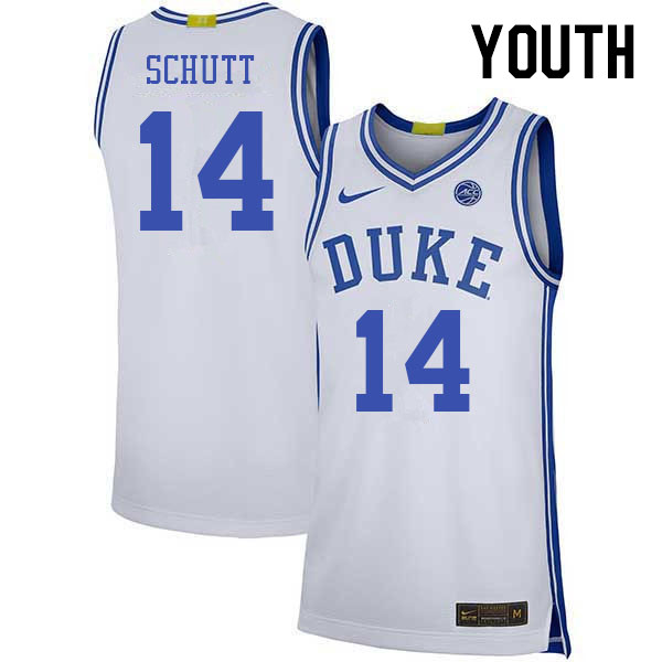 Youth #14 Jaden Schutt Duke Blue Devils 2022-23 College Stitched Basketball Jerseys Sale-White